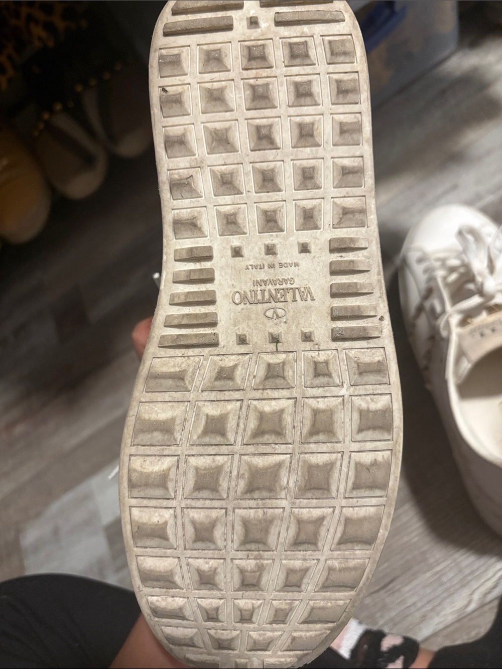 Valentino Garavani White Platform Studded Sneakers - Picture 4 of 5
